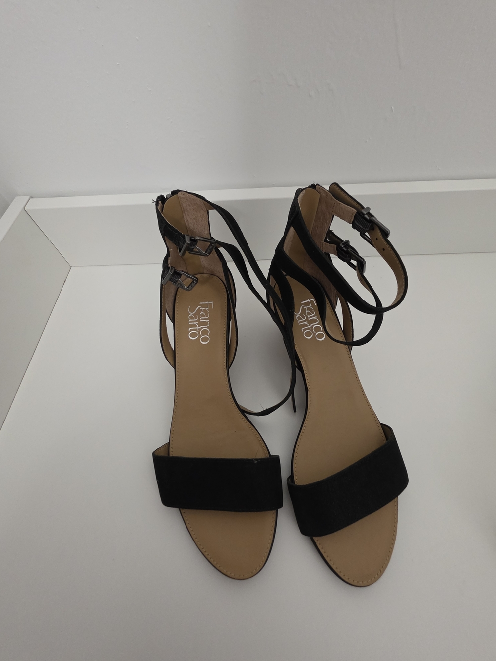 Franco Sarto Black Ankle-Strap Sandals